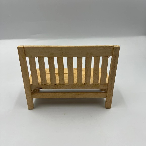 Vintage Dollhouse Furniture Miniature Wooden Entry/ Outdoor Bench Light Oak - Picture 6 of 8